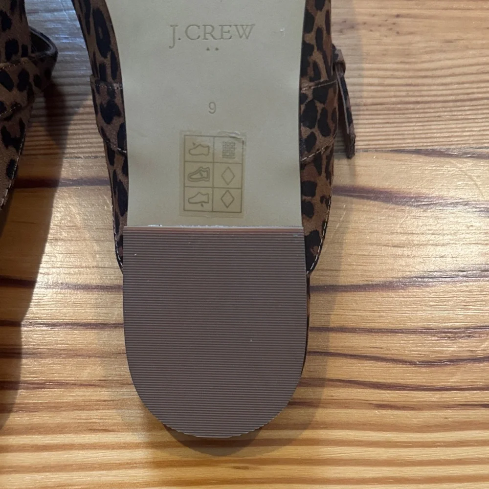 NWOT J. Crew Brown Leopard Print Mary Jane Strap Mules size Women’s 9 - Picture 8 of 9